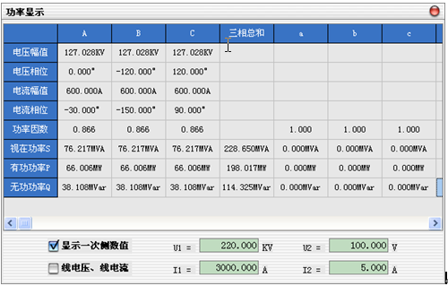 微機繼電保護測試儀（鍵盤版）功率顯示